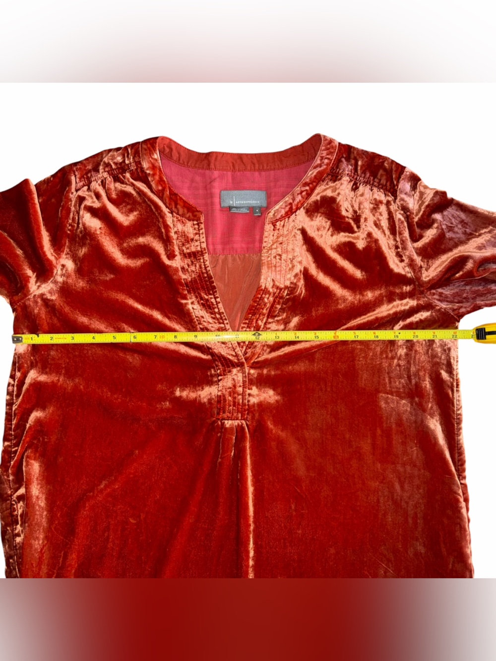 Anthropologie Melody Velvet Tunic Dress in Cinnamon Orange Women’s M - Picture 5 of 9